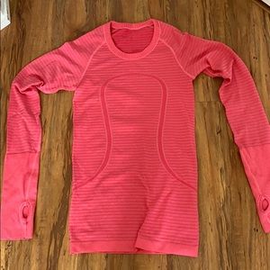 Pink long sleeve lululemon athletic top